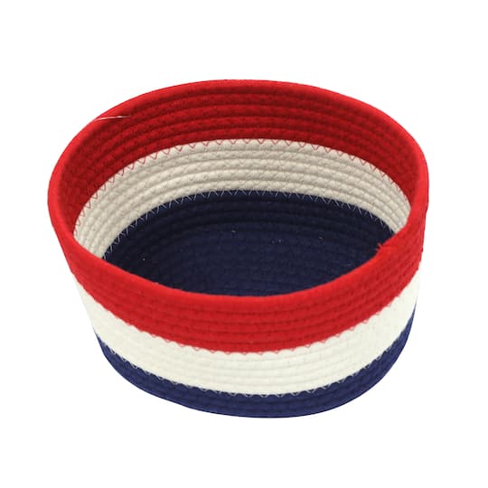 Large Patriotic Striped Rope Basket by Celebrate It&#x2122;
